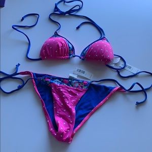 New Gilly Hicks pink polka dot bikini xs small